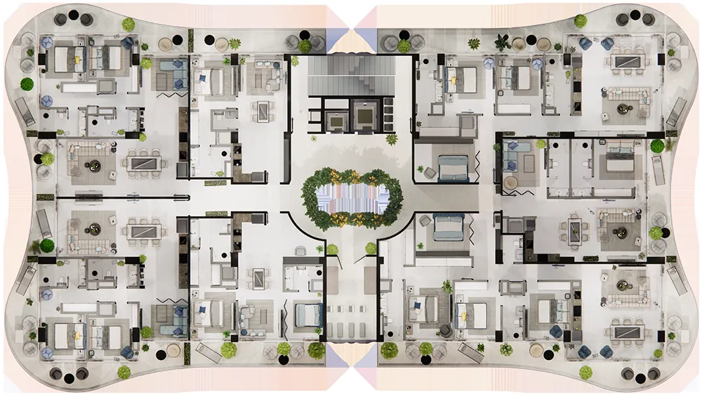 Planta arquitectónica del nivel 8 de Ikonic Tower